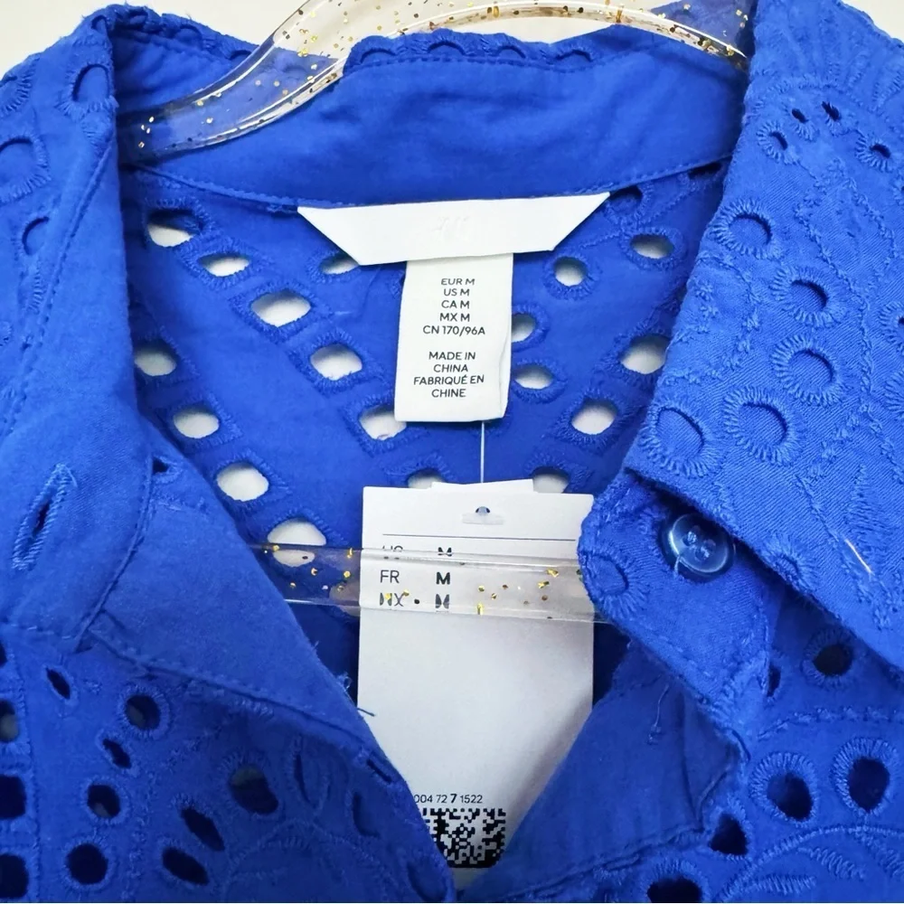 Eyelet Embroidered Button-Front Shirt